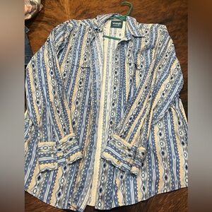 Wrangler Blue and Cream Patterned Shirt Jacket